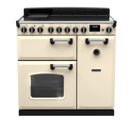 Rangemaster CLDL90EIPPCR/CM1 Classic Deluxe 90cm Induction Range Cooker Pale Cream/Chrome