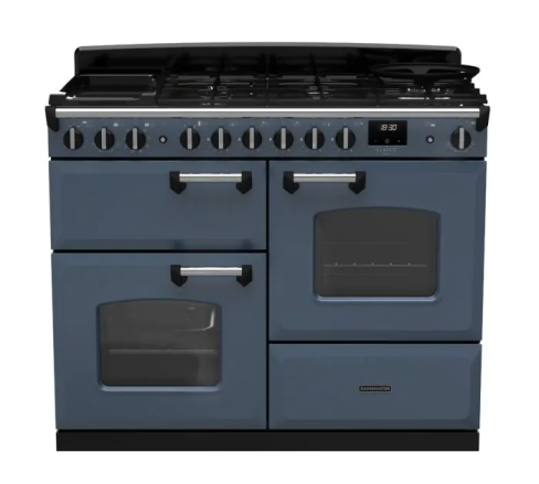 Rangemaster CLDLO110DFPSTB/CM1 Classic Deluxe OC 110 DF Dual Fuel Range Cooker Stone Blue Chrome