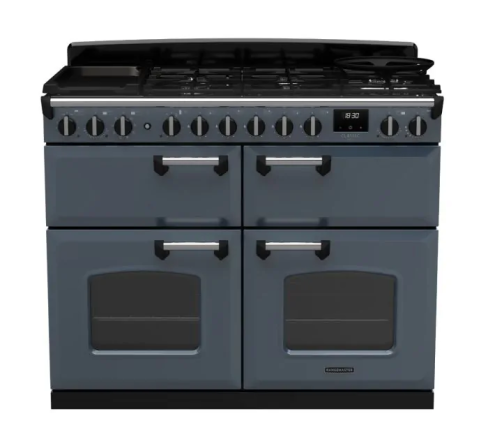 Rangemaster CLDLB110DFPSTB/CM1 Classic Deluxe BC 110 DF Dual Fuel Range Cooker Stone Blue Chrome