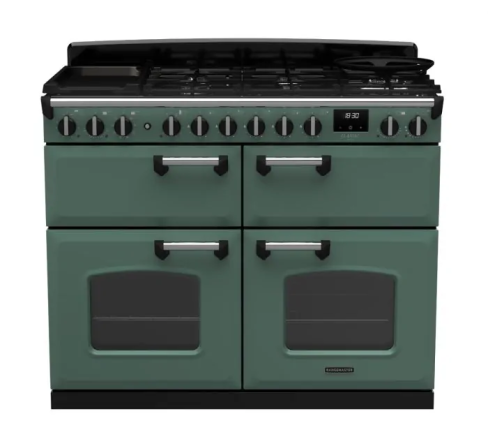 Rangemaster CLDLB110DFPMGR/CM1 Classic Deluxe BC 110 DF Dual Fuel Range Cooker Mineral Green Chrome