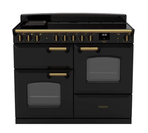 Rangemaster CLDLO110EIPCBL/AB1 Classic Deluxe 110cm OC Induction Range Cooker Charcoal Black/Antique Brass