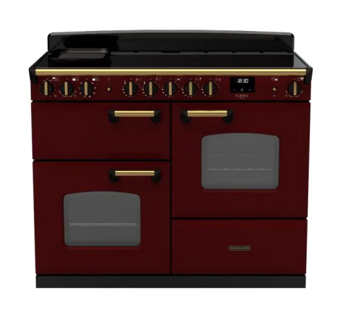 Rangemaster CLDLO110EIPBOR/AB1 Classic Deluxe 110cm OC Induction Range Cooker Bordeaux/Antique Brass