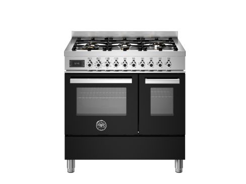 Bertazzoni PRO96L2ENET Professional 90cm Range Cooker Twin Oven Dual Fuel Gloss Black