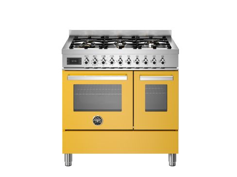 Bertazzoni PRO96L2EGIT Professional 90cm Range Cooker Twin Oven Dual Fuel Gloss Yellow