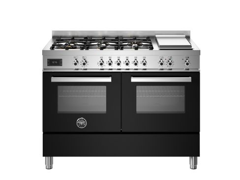 Bertazzoni PRO126G2ENET Professional 120cm Range Cooker Twin Oven Dual Fuel Gloss Black