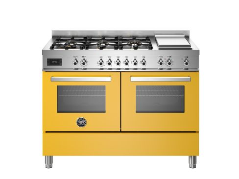 Bertazzoni PRO126G2EGIT Professional 120cm Range Cooker Twin Oven Dual Fuel Gloss Yellow
