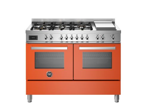 Bertazzoni PRO126G2EART Professional 120cm Range Cooker Twin Oven Dual Fuel Gloss Orange