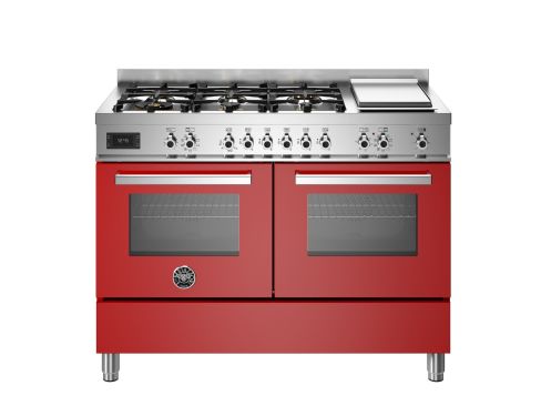 Bertazzoni PRO126G2EROT Professional 120cm Range Cooker Twin Oven Dual Fuel Gloss Red