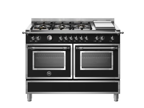 Bertazzoni HER126G2ENET Heritage 120cm Range Cooker Twin Oven with Griddle Dual Fuel Matt Black