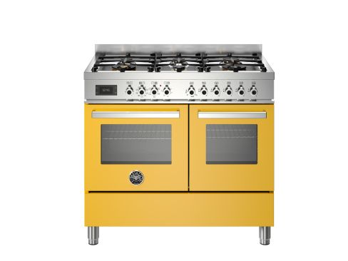 Bertazzoni PRO106L2EGIT Professional 100cm Range Cooker Twin Oven Dual Fuel Gloss Yellow