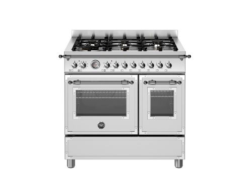 Bertazzoni HER96L2EXT Heritage 90cm Range Cooker Twin Oven Dual Fuel Stainless Steel