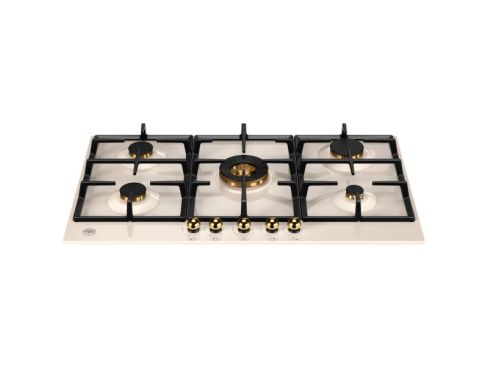 Bertazzoni P905CHERAG Heritage Series 90cm Gas hob with Central Wok burner Ivory Gold