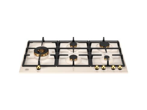 Bertazzoni P905LHERAG Heritage Series 90cm Gas hob with Left Wok burner Ivory Gold