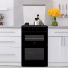 Statesman GDL60B Glass Lid Double Oven Gas Cooker, 4 Gas Burners, 60cm Wide, Black