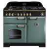 Rangemaster CDL100DFFMG/B Classic Deluxe 100cm Dual Fuel Range Cooker in Mineral Green and Brass A Rated