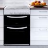 Statesman GDL60W2 Glass Lid Twin Cavity Gas Cooker, 4 Gas Burners, 60cm Wide, White