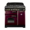 Rangemaster CDL90DFFCY/B Classic Deluxe 90cm Wide Cranberry Dual Fuel Freestanding Range Cooker – Brass Trim