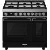 Smeg CPF92GMBL 90cm Portofino Dual Fuel Range Cooker Black