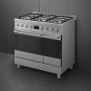 Smeg C92GMX2 90cm Symphony Steel Double Cavity Dual Fuel Cooker