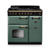 Rangemaster CLDL90DFPMGR/AB1 Classic Deluxe  90 DF  Dual Fuel Range Cooker Mineral Green Antique Brass