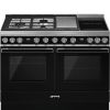 Smeg CPF120IGMPBL 120cm Portofino Dual Fuel Range Cooker with Mixed Hob - Black