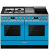 Smeg CPF120IGMPT 120cm Portofino Dual Fuel Range Cooker With Mix Hob Turquoise
