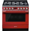 Smeg CPF9GPR 90cm Portofino Dual Fuel Range Cooker Red
