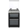 Statesman GDL60S Glass Lid Double Oven Gas Cooker, 4 Gas Burners, 60cm Wide, Silver