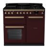 Rangemaster ESDL100DFPBOR/AB1 100cm Wide Dual Fuel Range Cooker - Bordeaux / Antique Brass - A Rated