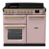 Rangemaster ESDL100EIPPPK/AB1 100cm Wide Induction Range Cooker - Pale Pink / Antique Brass - A Rated