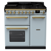 Rangemaster ESDL90DFPMSB/AB1 90cm Wide Dual Fuel Range Cooker - Misty Blue / Antique Brass - A Rated