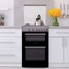 Statesman GDL60S Glass Lid Double Oven Gas Cooker, 4 Gas Burners, 60cm Wide, Silver