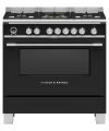 Fisher and Paykel OR90SCG6B1 90cm Series 9 Classic 5 Burner Dual Fuel Pyrolytic Freestanding Range Cooker Black